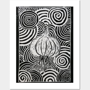 Woodcut Garlic Posters and Art